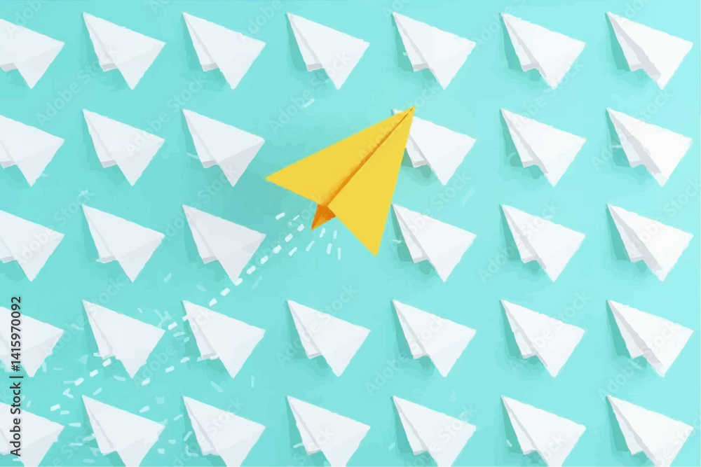 Yellow Paper Airplane Soaring Above White Ones
Yellow Paper Airplane Soaring Above White Ones