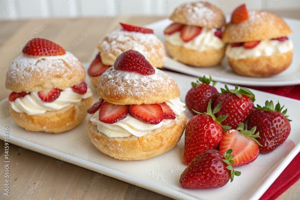 Strawberry cream puffs Strawberry cream puffs