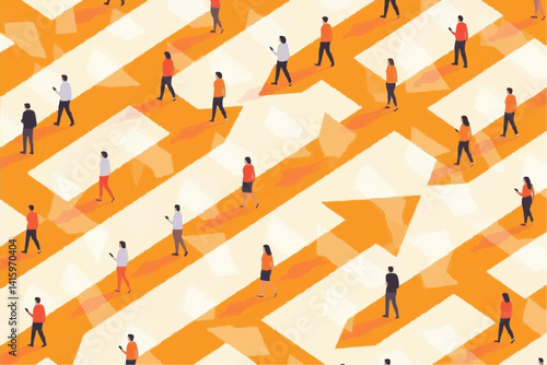 People Navigating a Complex Maze

