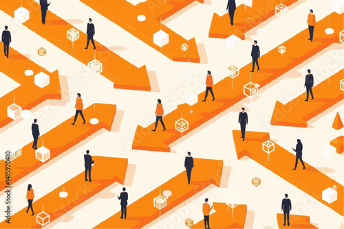 People Navigating a Complex Maze

