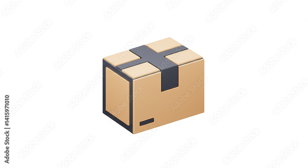 Isolated Delivery Box with Gray Tape on White Background Isolated Delivery Box with Gray Tape on White Background