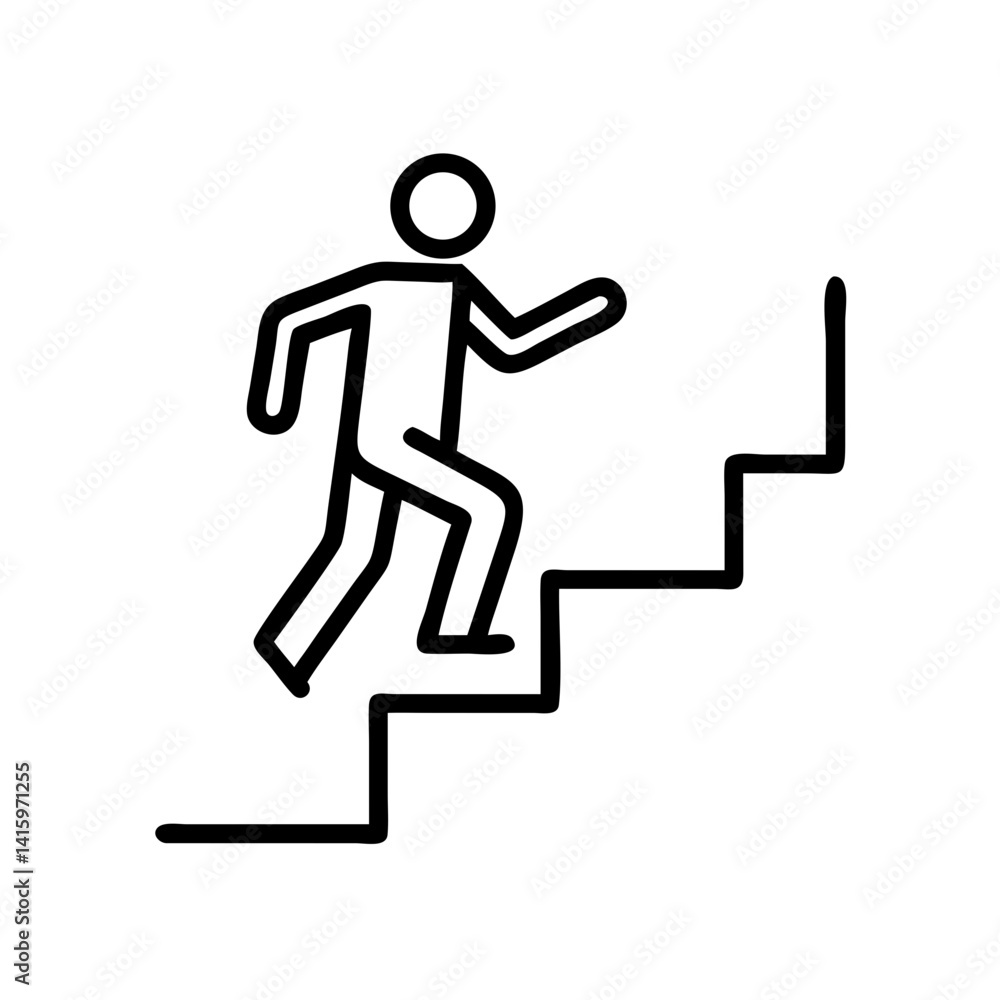 Climbing stairs icon illustration in minimal style for fitness and movement concept Climbing stairs icon illustration in minimal style for fitness and movement concept