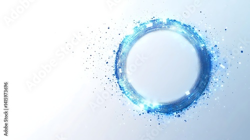 Futuristic Digital Technology Circle, Futuristic digital technology circle with glowing blue elements on a white background