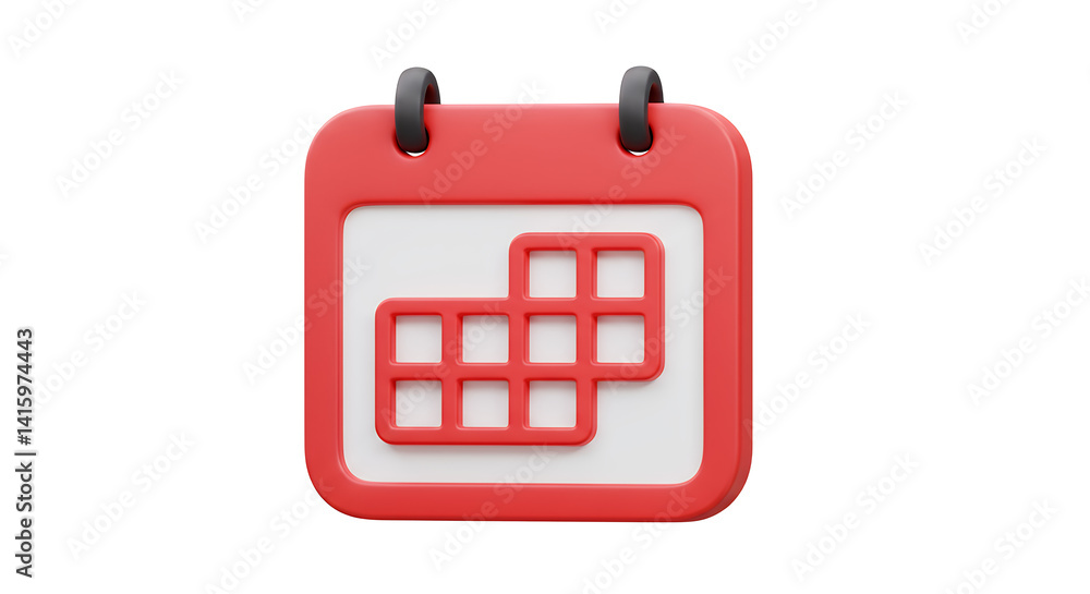 Red Calendar Icon with Grid, Appointment Reminder, Schedule Red Calendar Icon with Grid, Appointment Reminder, Schedule