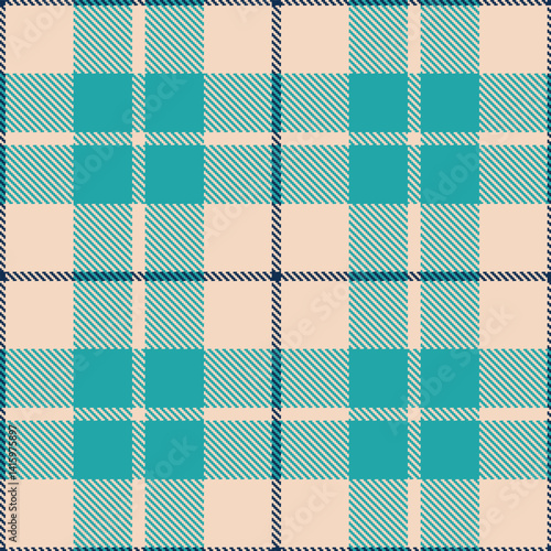 Traditional Pastel light peach & Muted sea Seamless Tartan Fabric Design