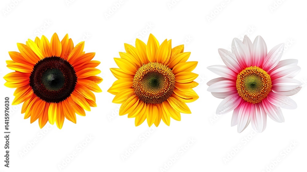 Naklejka premium sunflower on white background