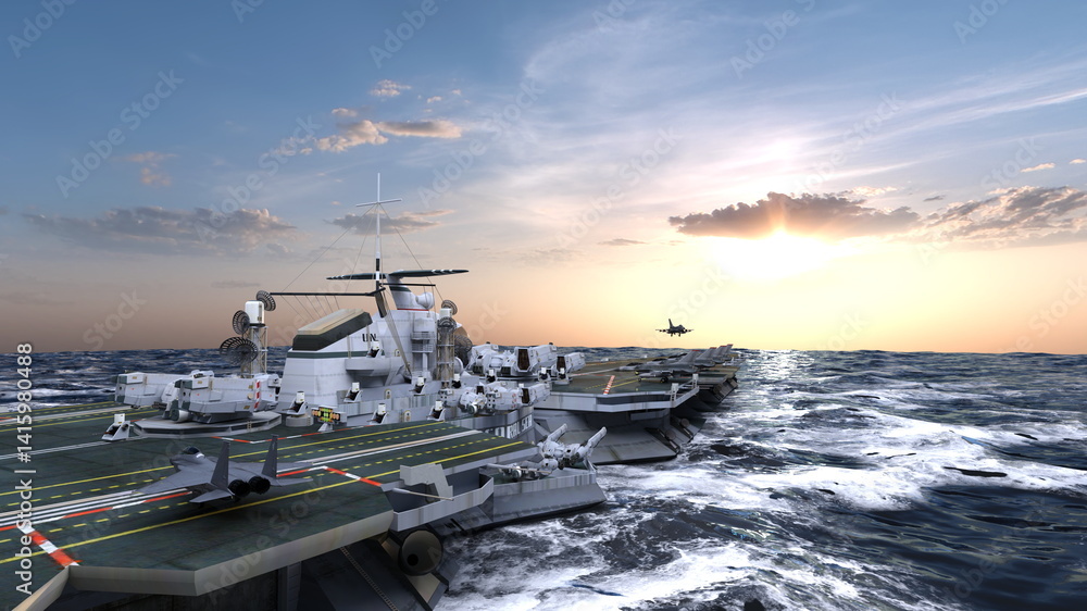 Obraz premium 航空母艦 3DCGレンダリング