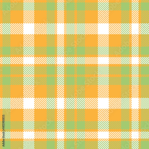 Traditional Bright butterscotch & Mellow light moss green Seamless Tartan Fabric Design