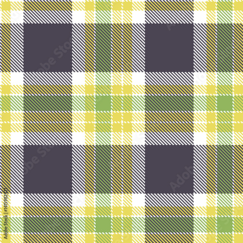 Smoky white Seamless Tartan with Iridescent dull yellow accents Fabric Design