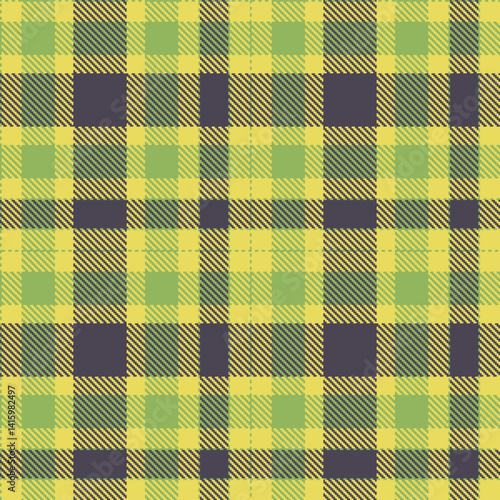 Classic light moss green Seamless Tartan with Fire dull yellow accents Fabric Design