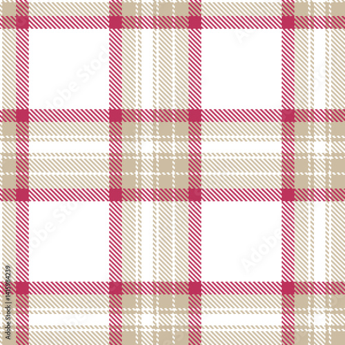 Traditional Seamless Tartan featuring Rich white and Iridescent putty Fabric Design