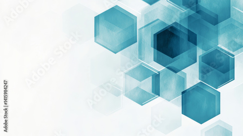Blue Hexagon Network Abstract Background in 3D Geometric Design