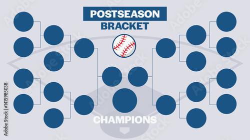 Baseball postseason bracket illustration, showcasing the path to the championship. Vector illustration.