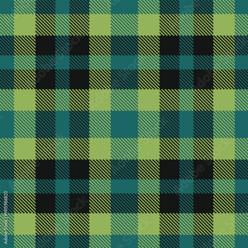 Wallpaper Mural Plaid pattern seamless. Deep dark aqua & Bright light olive green Tartan Fabric Design.  Torontodigital.ca