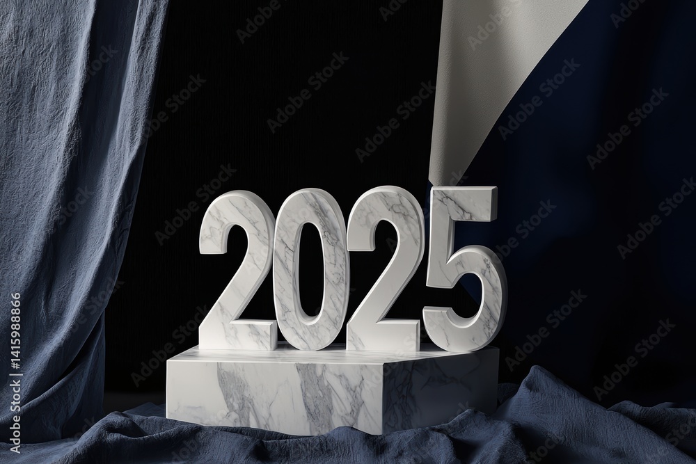 Elegant 2025 Display in Beautiful Marble Texture, Perfect for Inspirational Home Decor