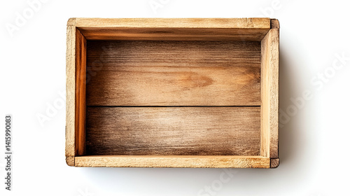 Empty wooden crate on white background