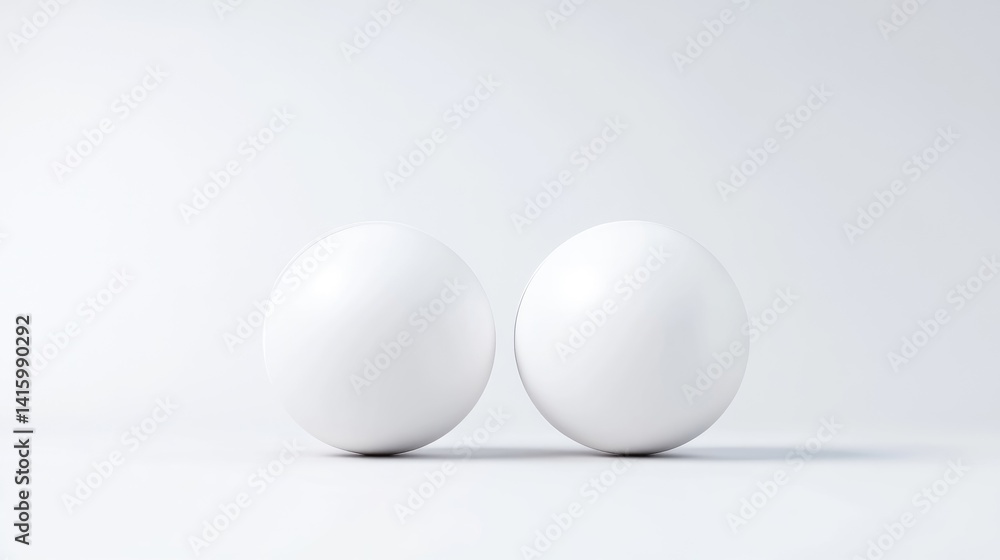 Two identical white spheres on a plain white background Two identical white spheres on a plain white background
