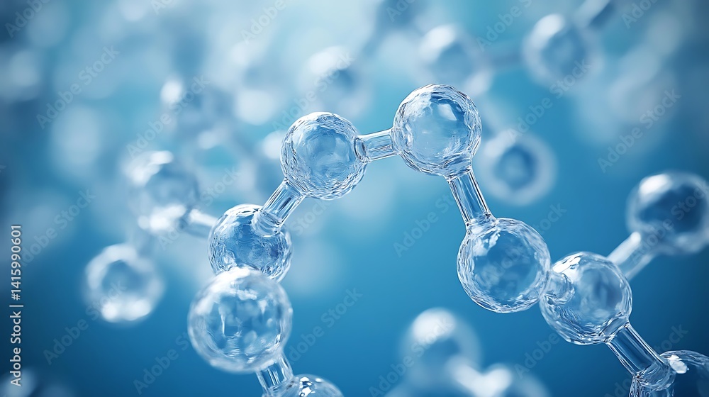 Close-Up of Molecular Structure in Blue Background Close-Up of Molecular Structure in Blue Background