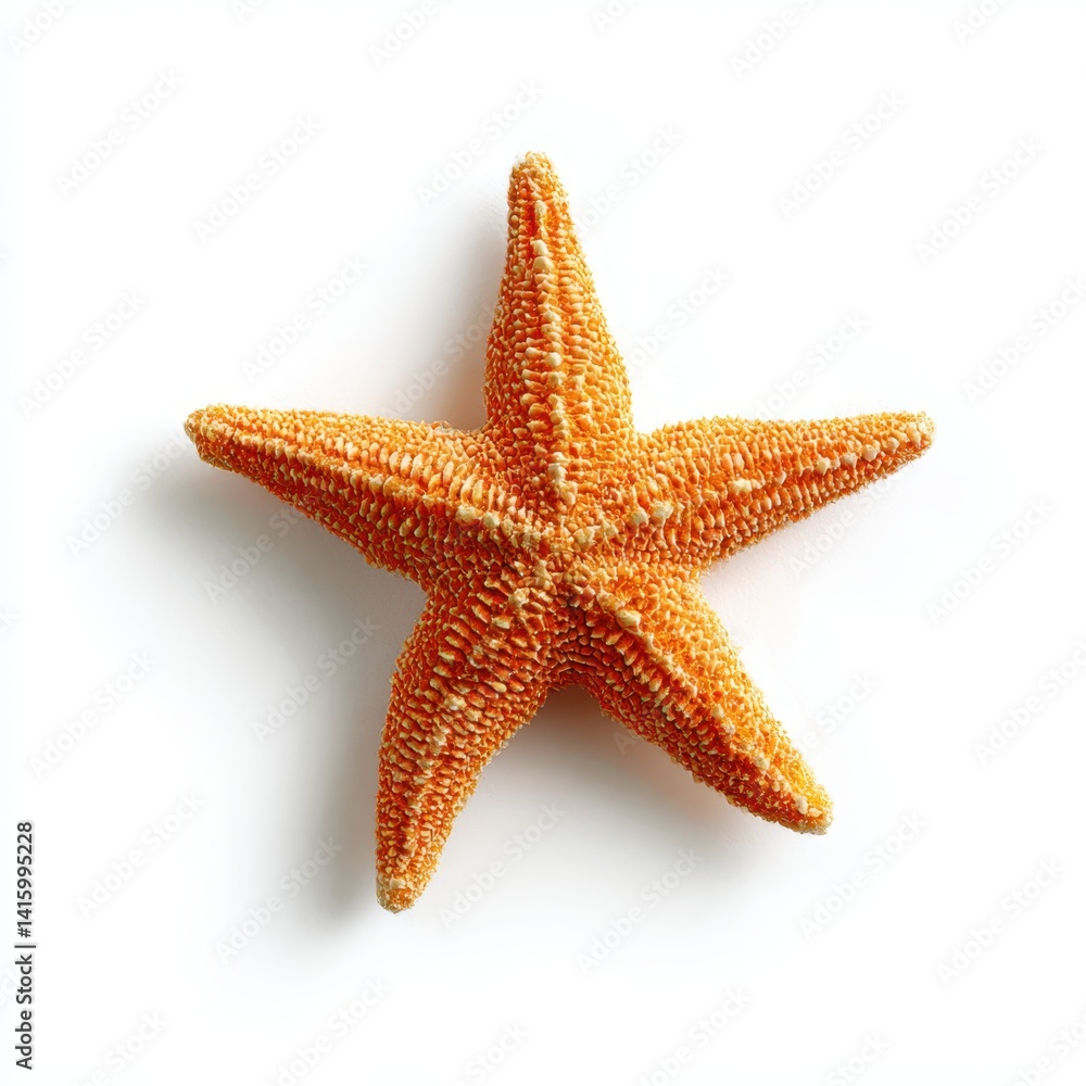 Orange starfish, top view, isolated on white background. Orange starfish, top view, isolated on white background.