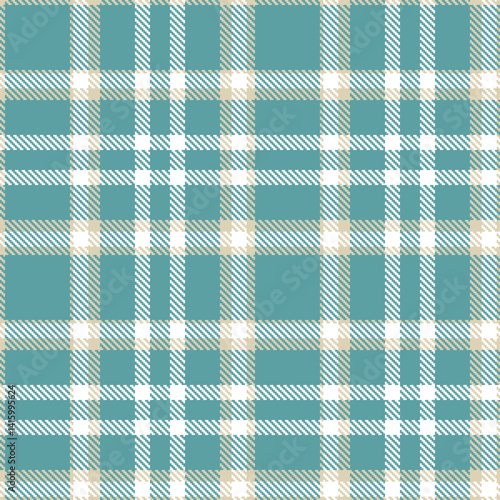 Mellow beige Seamless Tartan with Cool dull teal accents Fabric Design