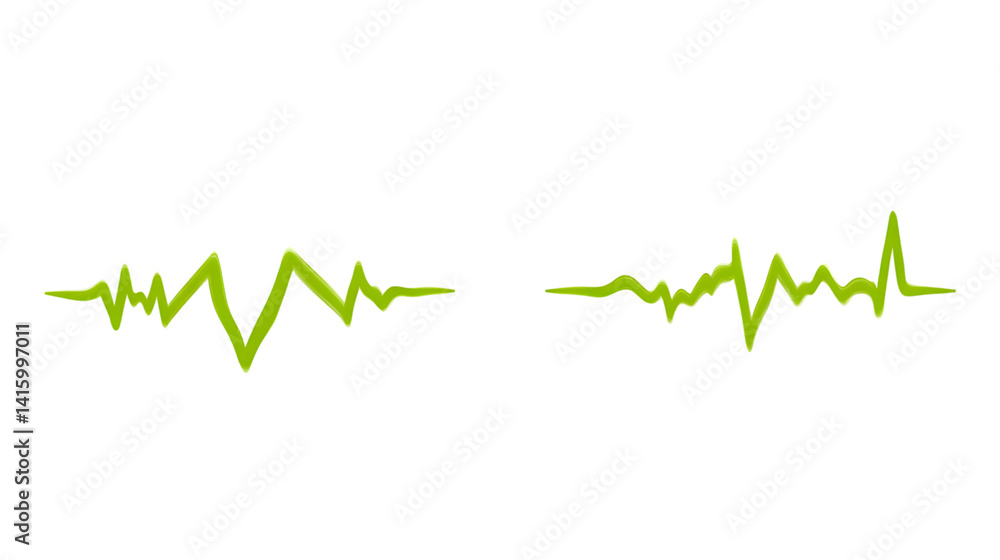 Green Waveforms on Black Background Digital Audio or Heartbeat Signal Visualization Green Waveforms on Black Background Digital Audio or Heartbeat Signal Visualization