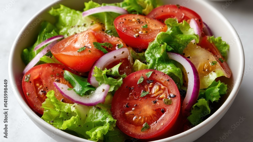 A vibrant bowl of fresh organic salad, featuring crisp greens and colorful veggies, perfect for health enthusiasts. A vibrant bowl of fresh organic salad, featuring crisp greens and colorful veggies, perfect for health enthusiasts.