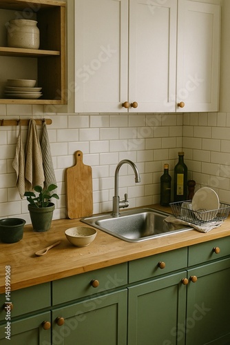 Scandinavian-Style Kitchen with Lived-in Details - AI