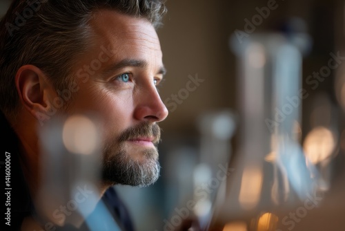 Bearded man with blue eyes ...