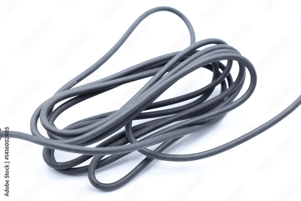 Black thin wire. Close up and isolated. Black thin wire. Close up and isolated.