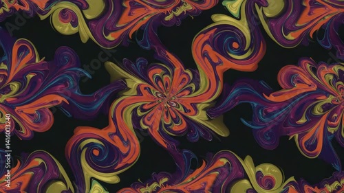 Colorful abstract swirl pattern on a dark background  