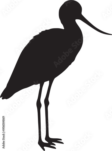 Avocet Silhouette – Minimal Vector Illustration on White Background
