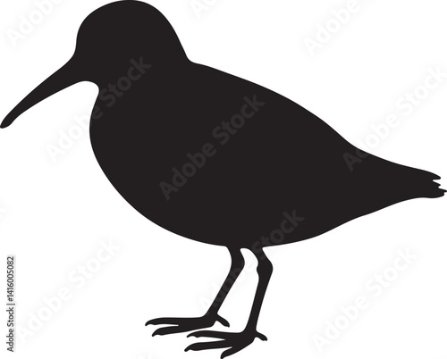 Dunlin Silhouette – Minimal Vector Illustration on White Background