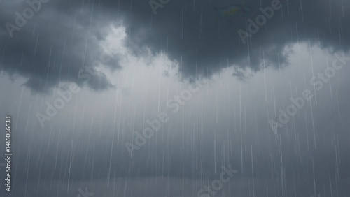 Fototapeta Naklejka Na Ścianę i Meble -  Dark clouds heavy rain downpour grey sky overcast gloomy