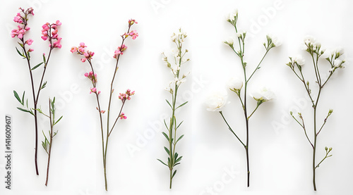 collection of flower on white background,isolated on white,clip art
