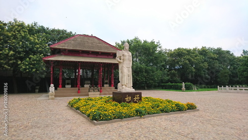 The statue of Shang Dynasty general Fu Hao stands at the Yinxu archaeological site