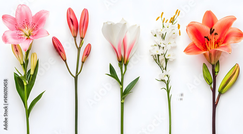 collection of flower on white background,isolated on white,clip art
