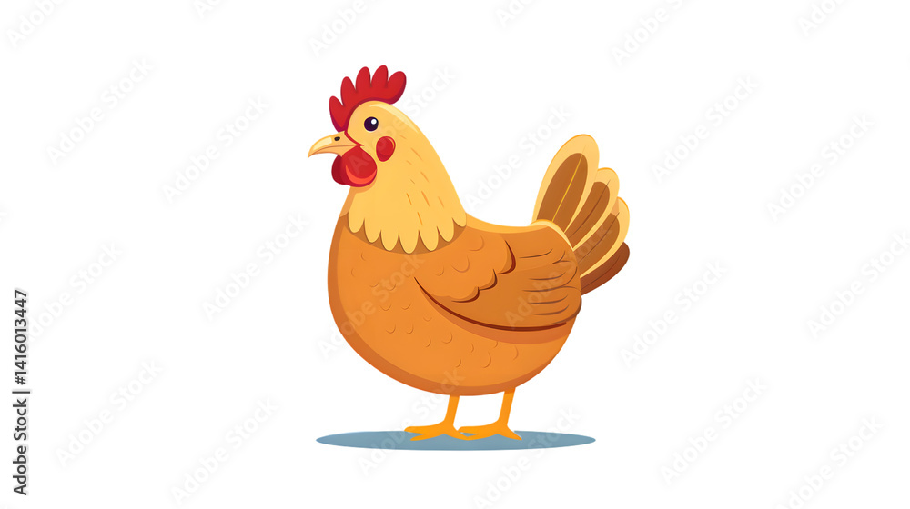 Fototapeta premium Chicken Hen Cute Cartoon Icon Illustration for Farm Animal Design