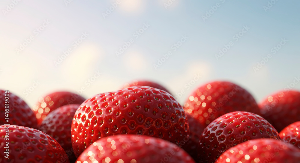 Fresh Red Strawberries Close-up Juicy Berry Photo for Summer Food and Healthy Lifestyle Content
