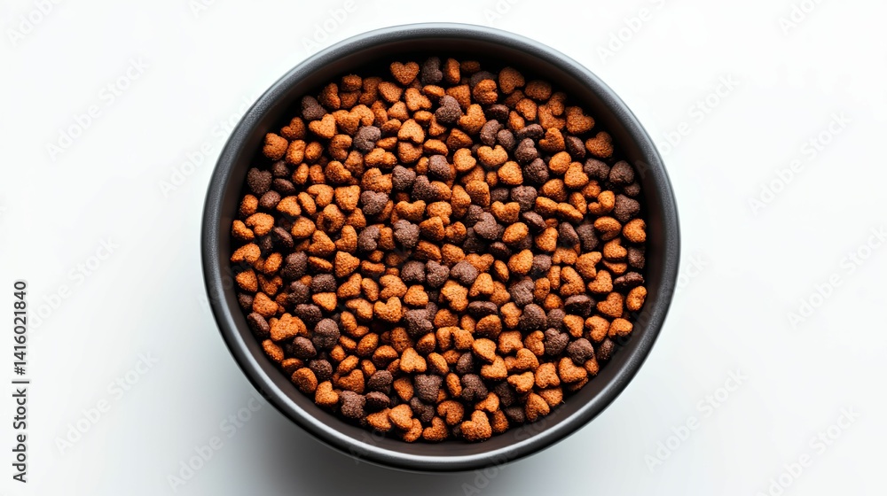 Pet food in a black bowl, heart-shaped pieces. Pet food in a black bowl, heart-shaped pieces.