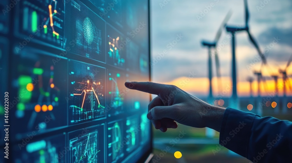 working hands of controller with data base from Scada system on computer screen.