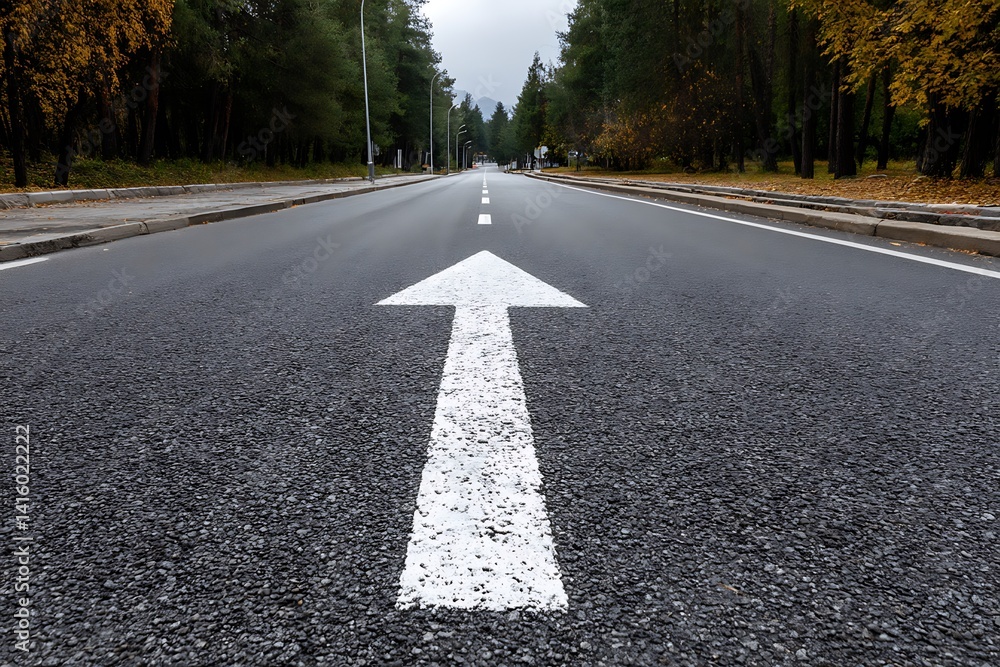 Obraz premium Endless road with arrow represents forward movement and growth mindset 
