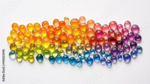 Obraz na płótnie Mixed gemstones arranged in gradient color sequence on a pristine white background w salonie