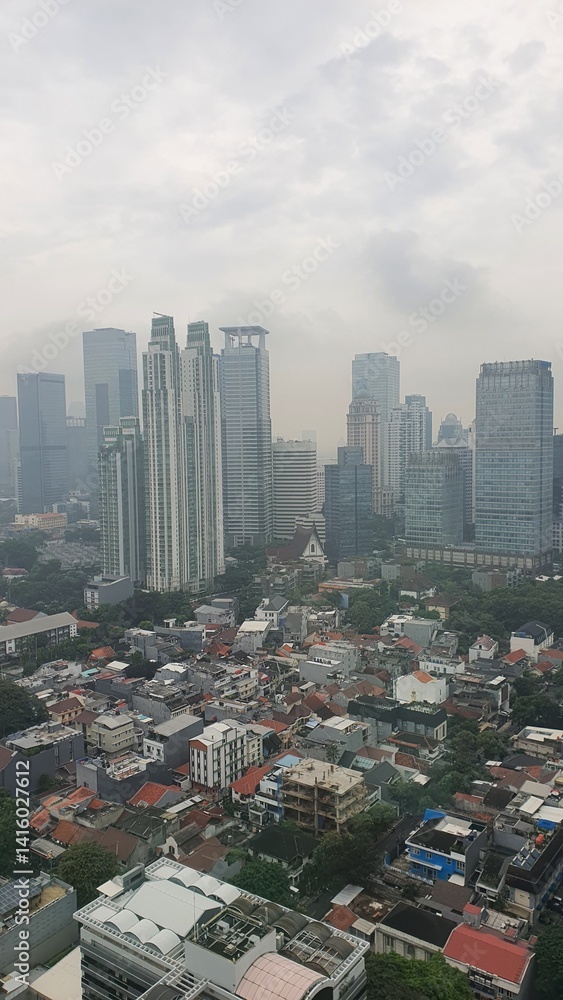 Fototapeta premium Jakarta, Indonesia – April 17, 2025: A cityscape view of Indonesia capital city Jakarta 