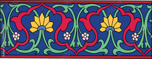 Floral Ornament Pattern: A vibrant and intricate floral ornament showcases a mesmerizing tapestry of colors, patterns, and shapes, adding a touch of timeless elegance and artistic charm.