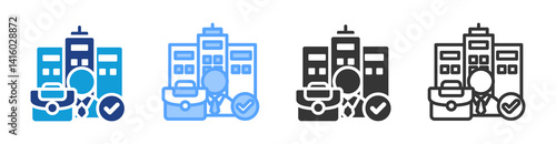 Permanent Job icon set multiple style collection