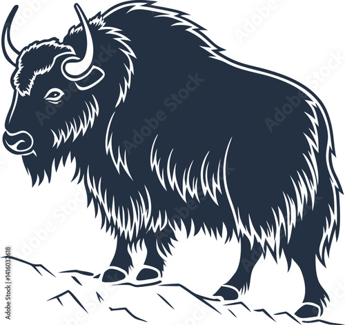 vector illustration of a black and white goat