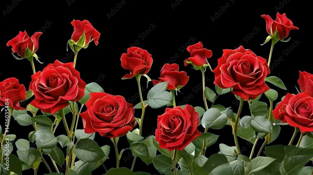 Red rose flower border animated overlay, transparent 4K video, alpha channel, ProRes 4444 Red rose flower border animated overlay, transparent 4K video, alpha channel, ProRes 4444