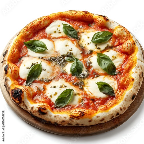 Neapolitan pizza with mozzarella and basil