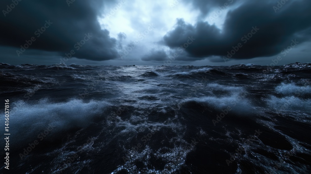 Fototapeta premium Turbulent Sea Under a Dark Sky