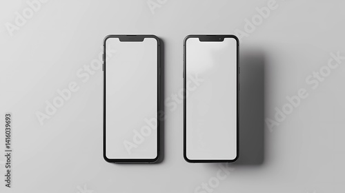 Obraz na płótnie A front-facing a different design mockups of a smartphone with a plain white background and a plain white display, Generative AI illustrations. w salonie